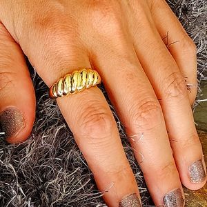 Fab! 18k Gold Chunky Braided Rope Ring open-back, 8 NEW 🆕